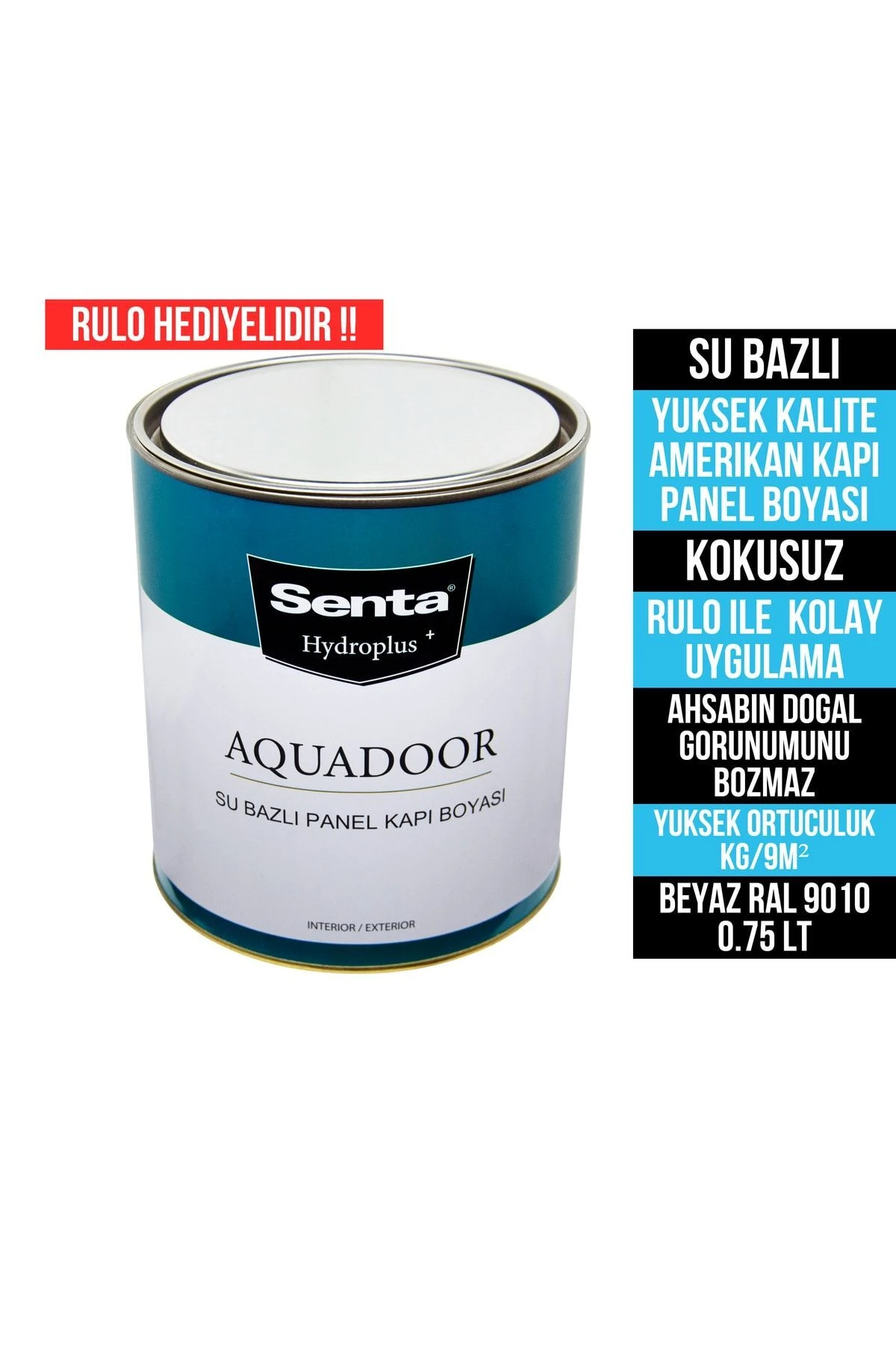 Senta Aquadoor Su Bazlı Kokusuz Kapı Panel Boyası 1  Kg Ral 9003 Kırık Beyaz