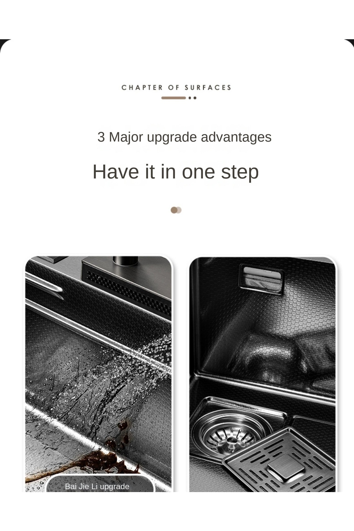 YENİ Teknolojik Yağmurlama,Kesme Tahtası,Bıçaklık,2 Tepsi Ankastre Evye Seti ANTRASİT