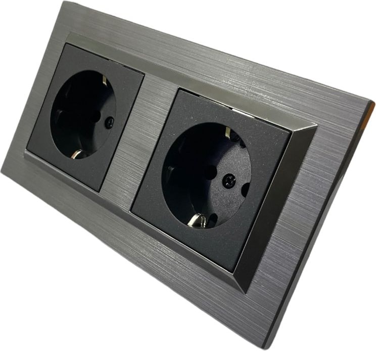 Ovivo Quantum Manyetik Gri 2'li Set Topraklı Priz + Topraklı Priz