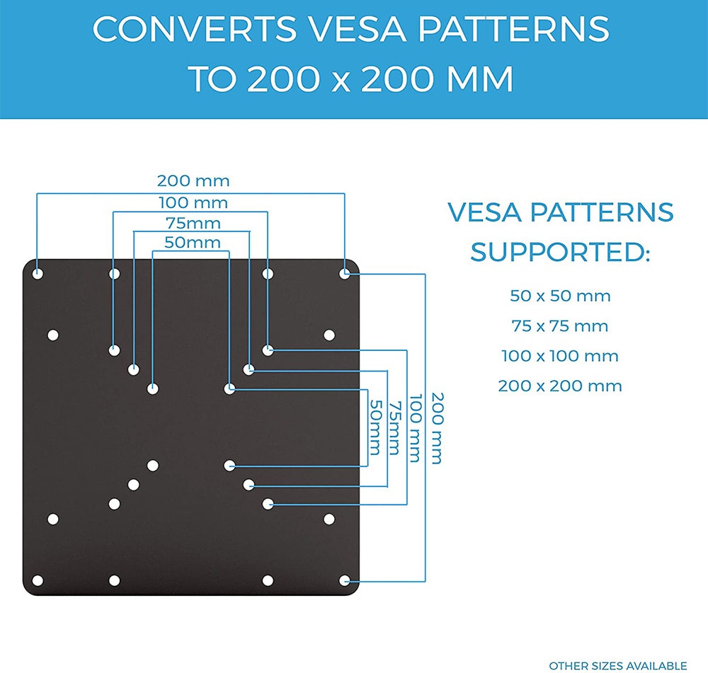 Tv Montajları Için Vesa Montaj Adaptör Plakası, 75X75 ve 100X100'Ü 200X200 Mm'ye Dönüştürme Vesa Desenleri, Vesa Dönüştürme Plakası (Yurt Dışından)