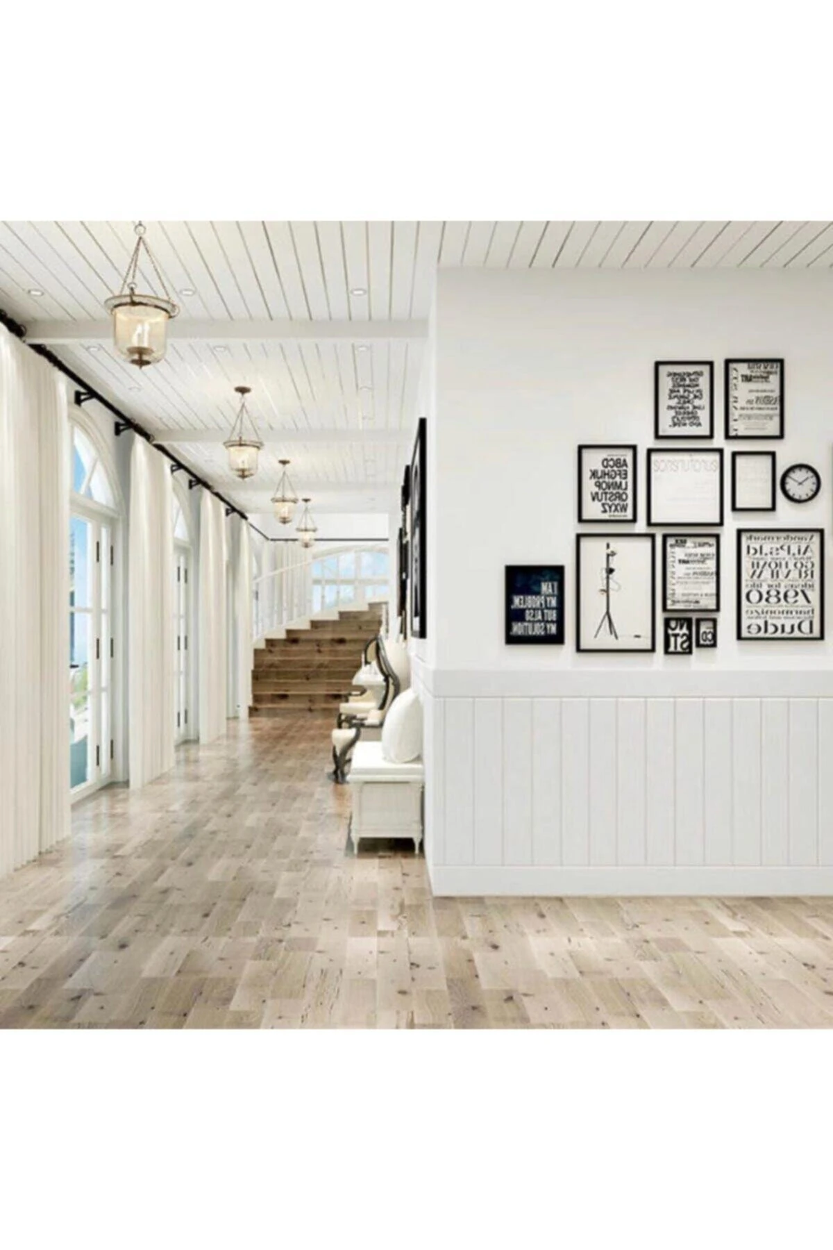 Kendinden Yapışkanlı Beyaz Ahşap Desen Esnek Sünger Duvar Paneli