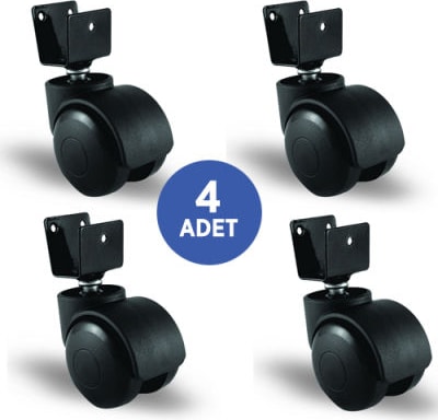 4 Adet Ec08Gmkm50, U Tablalı Mobilya Tekerleği, Sehpa Tekeri, Çap:50, 4Lü Set, Geniş Tip