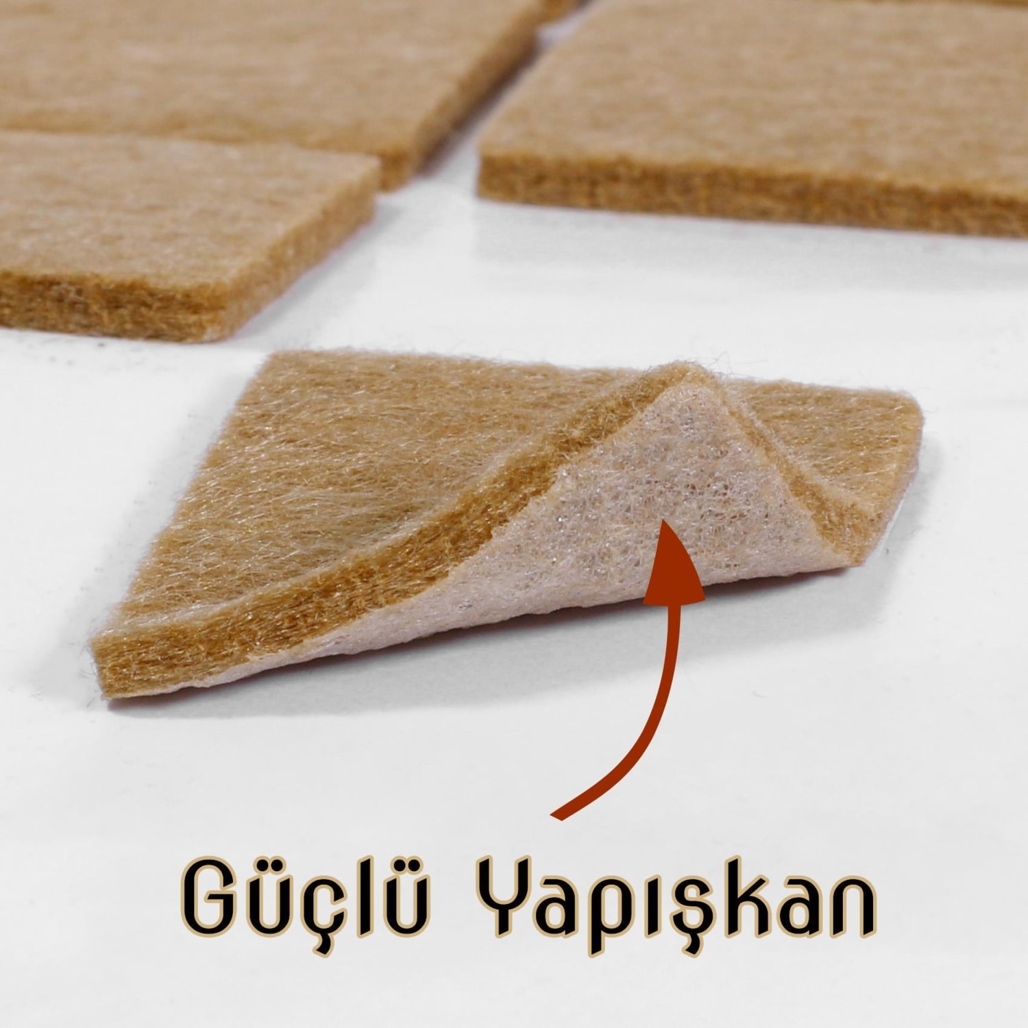 (50'li Paket) Masa Sandalye Parke Zemin Koruyucu Keçe Yapışkanlı Kare 20X20 mm
