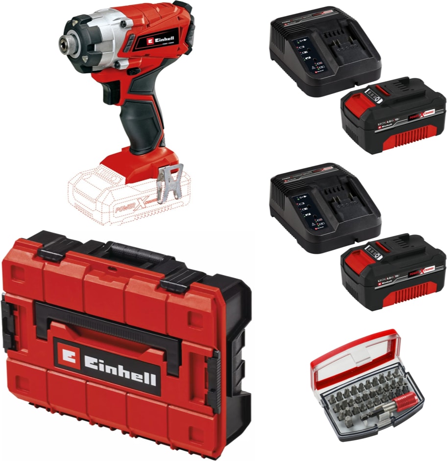 EİNHELL Te-Cı 18/1 Li - Solo Torklu Darbeli Matkap + 2 x 4 Ah Starter Kit Akü (Çanta ve Bits Uç Dahil)