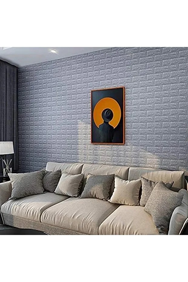10 Adet 70x77cm (5,3m2)kendinden Yapışkanlı Oda Salon Ofis Gri Duvar Kağıdı Paneli Nw02