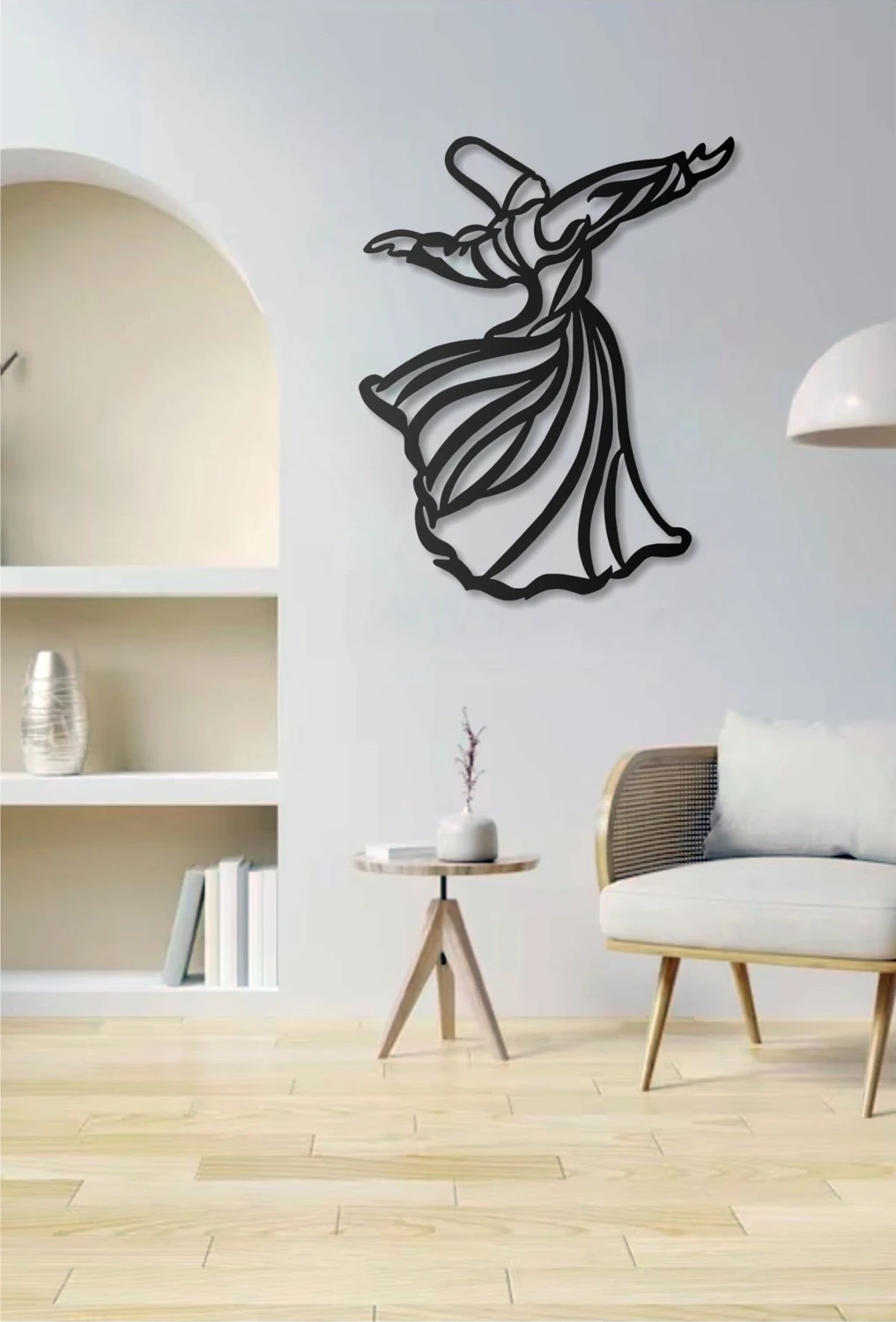 Dekoratif Hz. Mevlana Semazen Tasarımlı Metal Duvar Tablosu Islami Duvar Dekoru