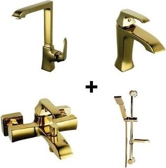 CREAVİT Avangart Set Banyo Armatür Batarya Seti Altın  AG2500G+AG8500G+AG1500G+SH411G