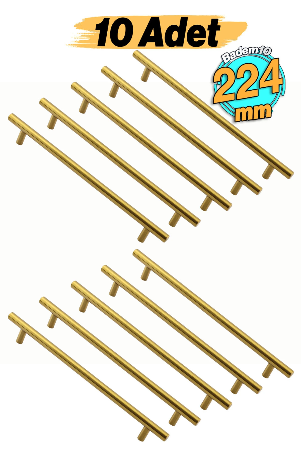 Alteta Gold Altın 224 mm 10 Adet Set Metal Mobilya Kulp Mutfak Dolap ...