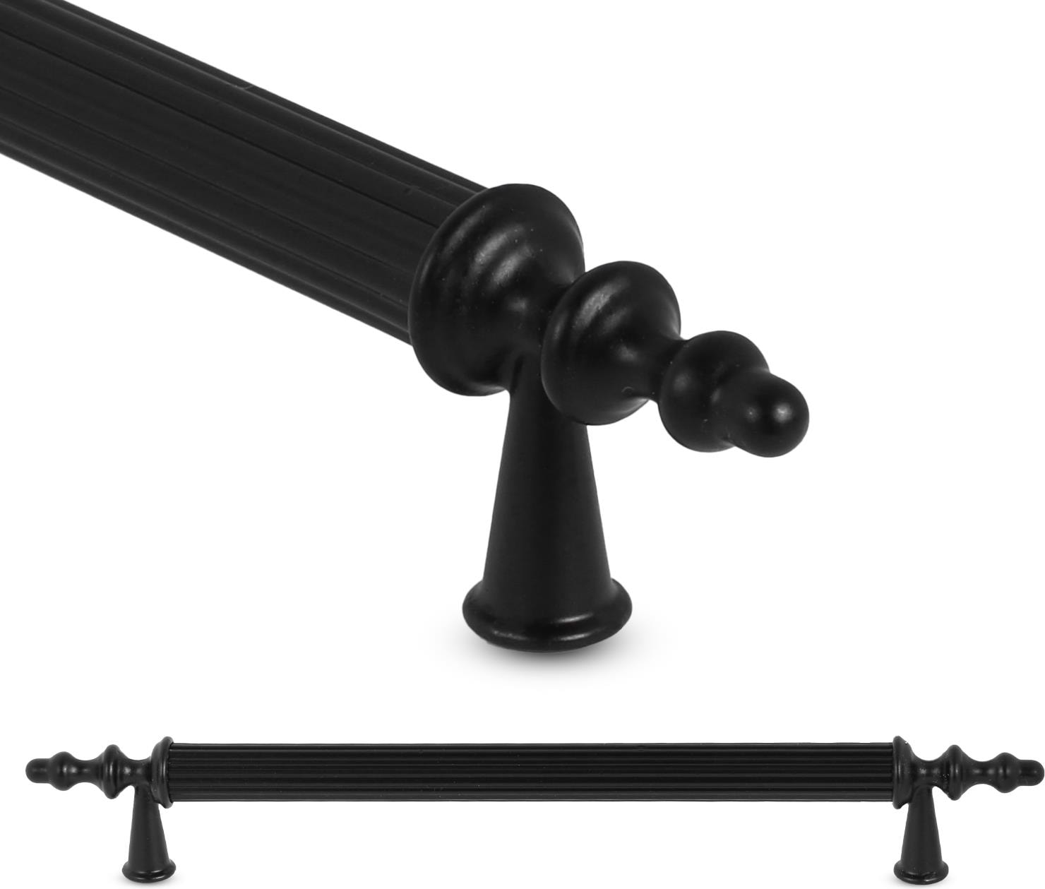 Ovacık Çekmece Dolap Kapak Kulpu Kulbu 128 mm Siyah Metal Kulp (4 Adet)