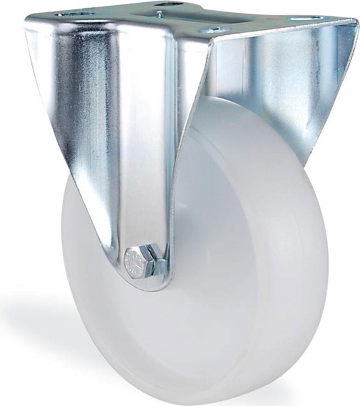 Kama Sabit Tablalı 200 x 50 mm Teker Poliamid Beyaz Burçlu Ağır Yük Tekeri