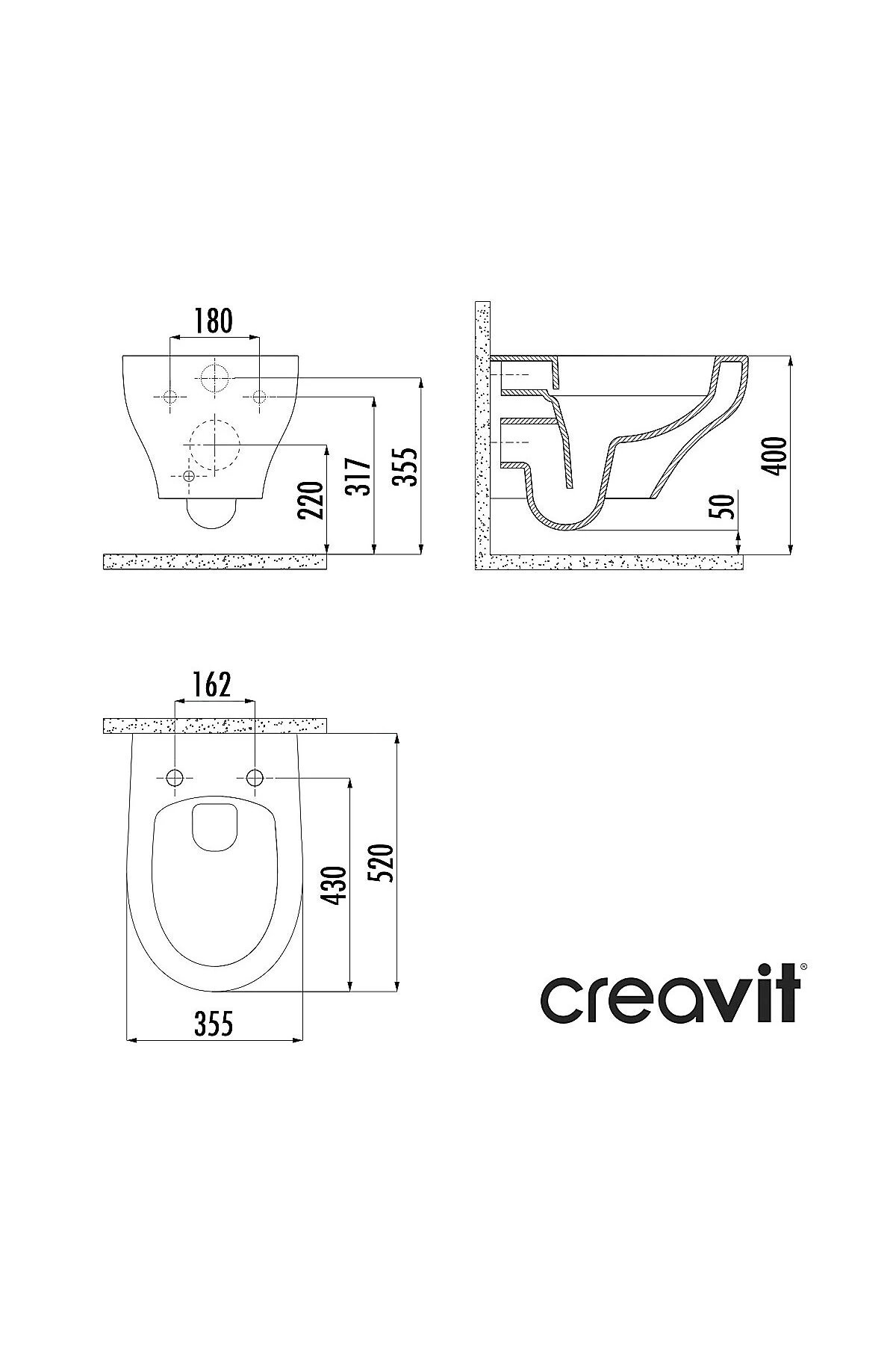 Ness Beyaz Kanalsız Açık Montaj Asma Klozet NS322, Ness Duroplast Yavaş Kapak KC3403