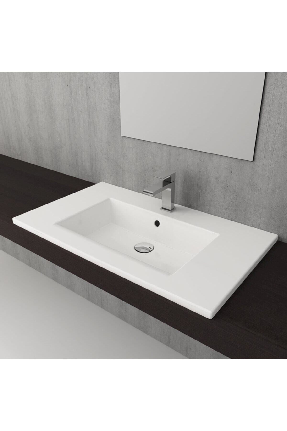 Milano Etajerli Lavabo 80 Cm Parlak Beyaz 1113-001-0126 Sifon Kapak Hariç
