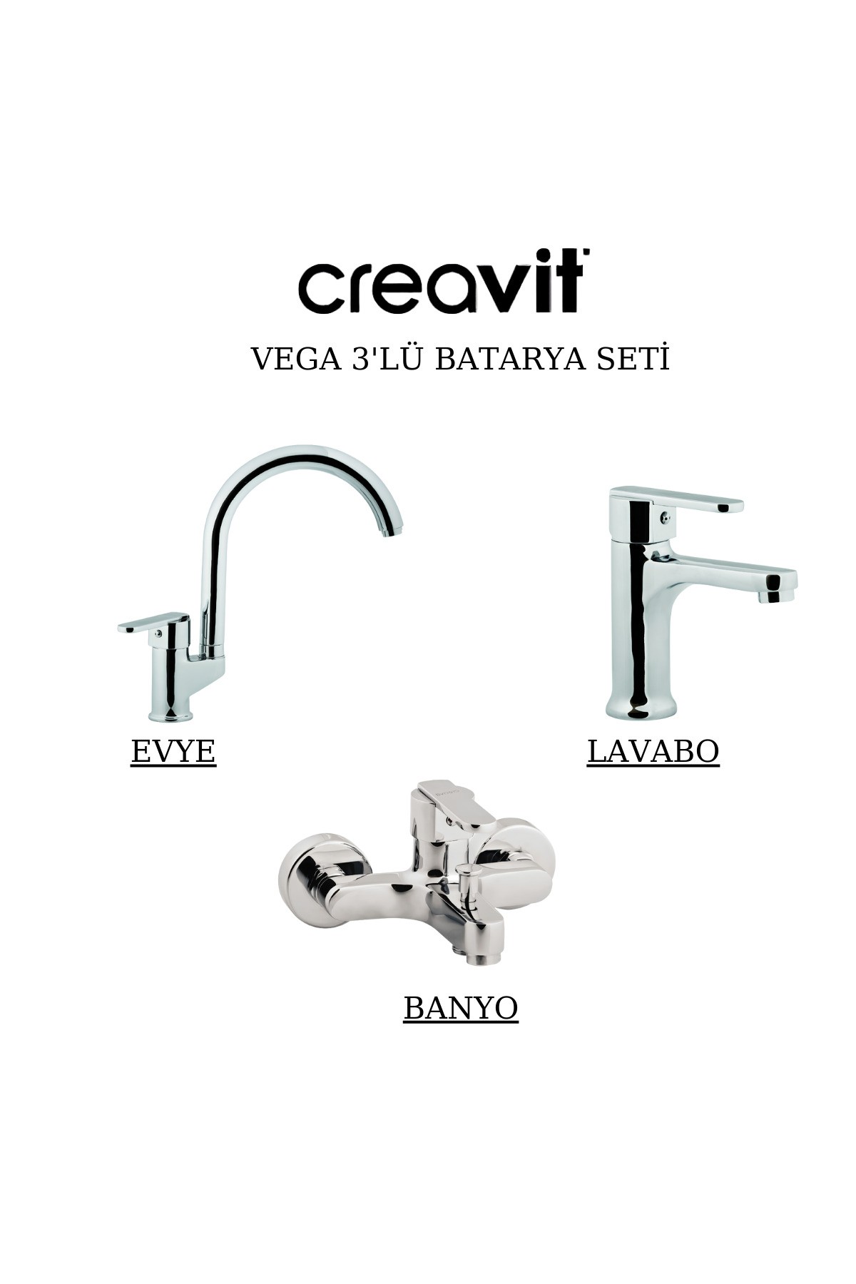 Vega Batarya Seti 3’Lü Banyo-Lavabo-Evye