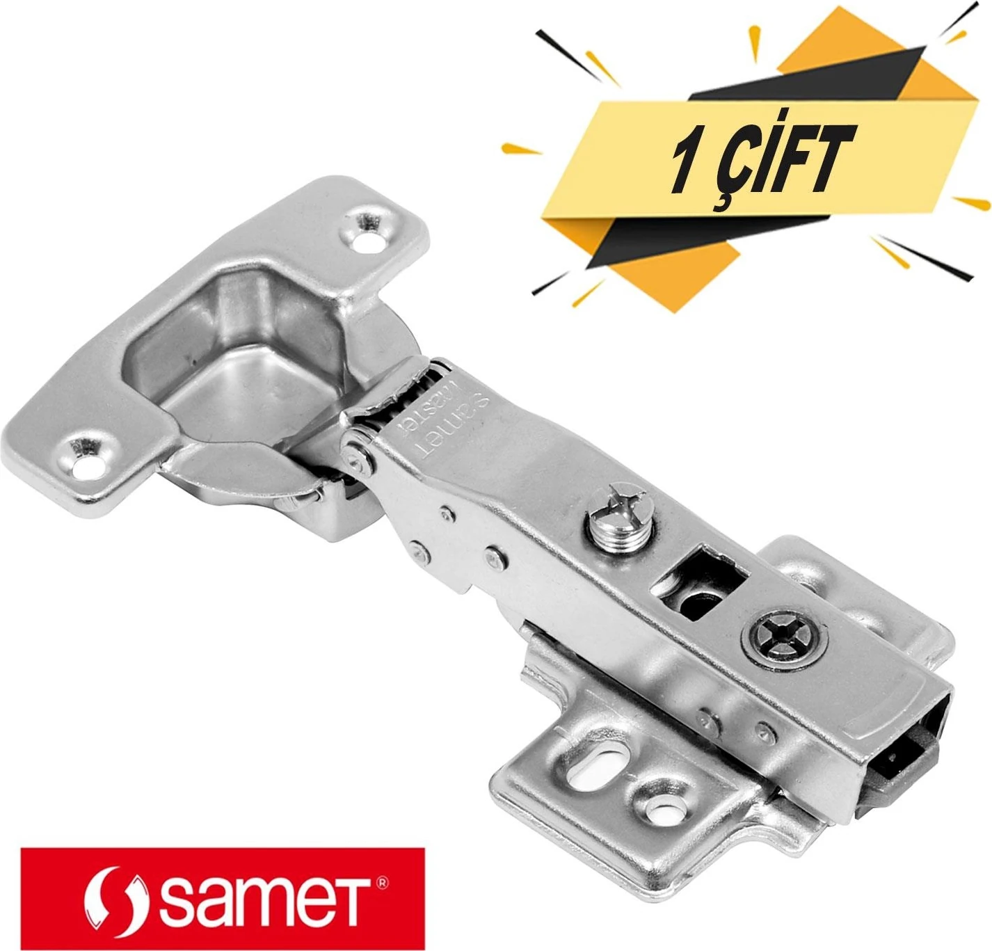 Master Frenli Dolap Kapak Menteşesi Pistonlu Düz Tas Menteşe (1 Çift)