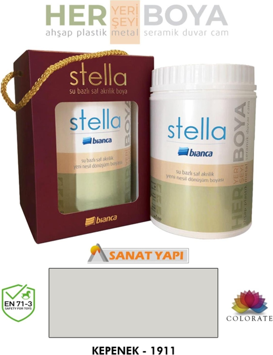 BİANCA  Stella Su Bazlı Saf Akrilik Boya 1lt Ral Kepenek