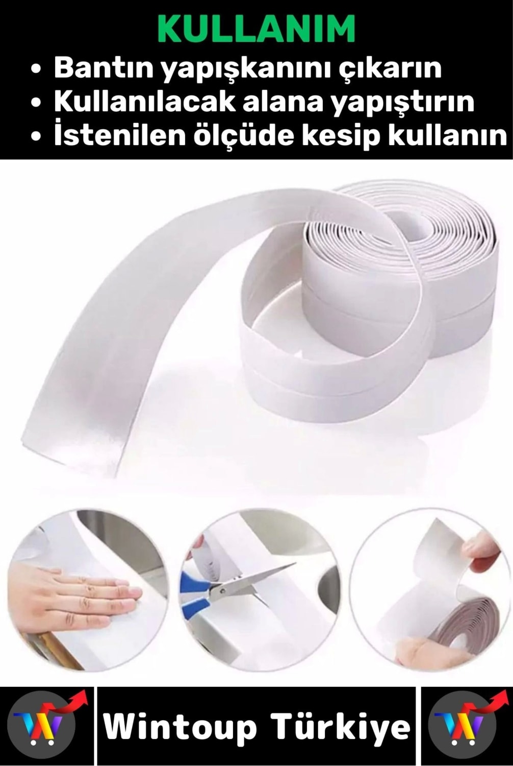 OZKUVVET Dayanıklı Lavabo Kenar Küvet Pvc Su Sızdırmaz Yağ Küf Kir Önleyici Yalıtım Bantı 3.2 Metre 2 Adet