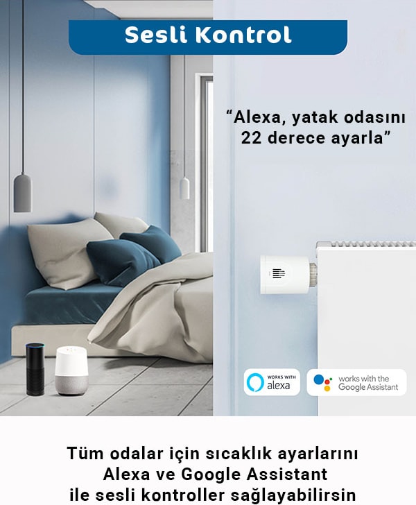 Evana Akıllı Termostatik Radyatör Vanası Tekli Vana (GATEWAY DAHİL)