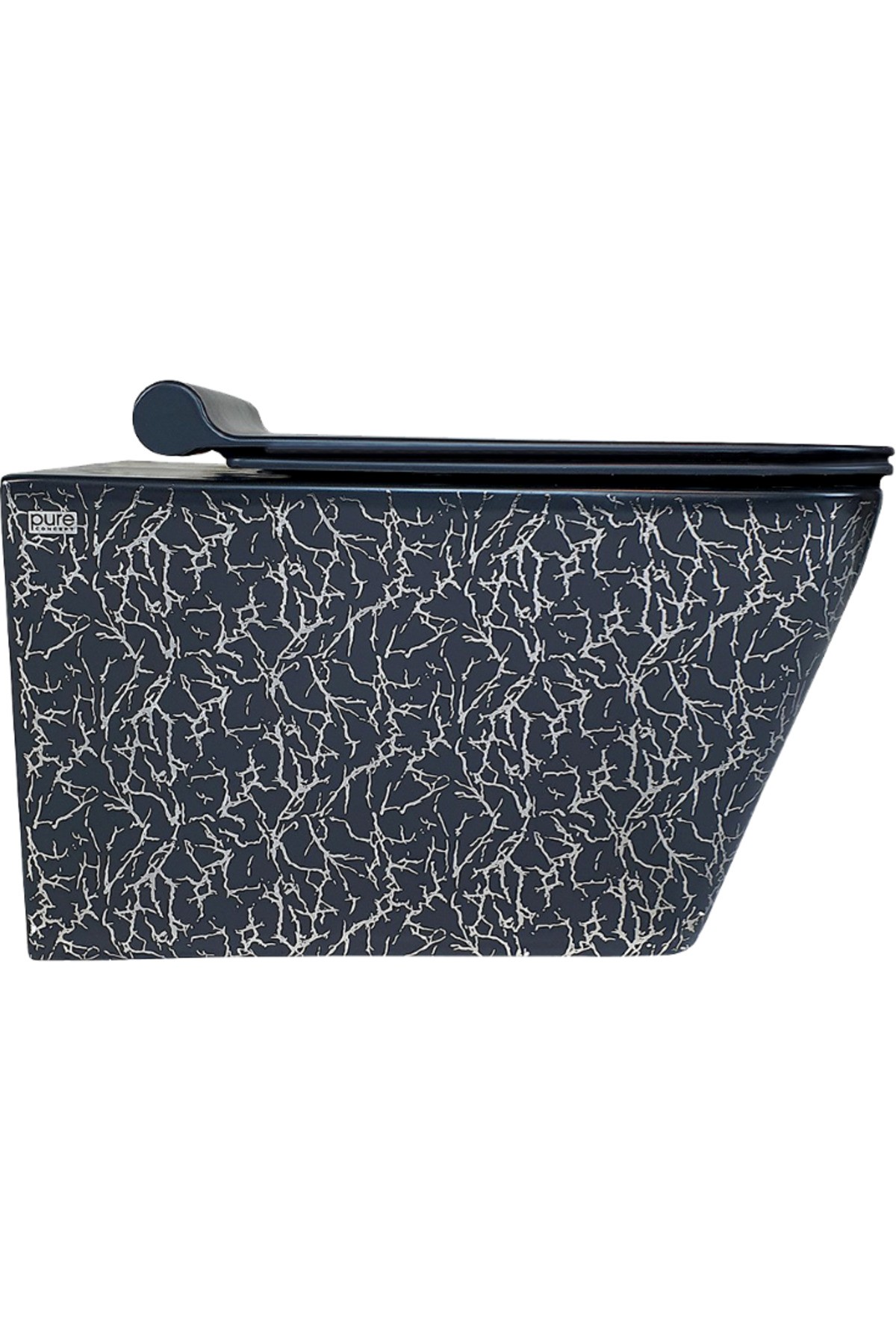 Pure Marble Sıyah Gümüs Kanalsız Asma Klozet Wh-789+soft Kapak