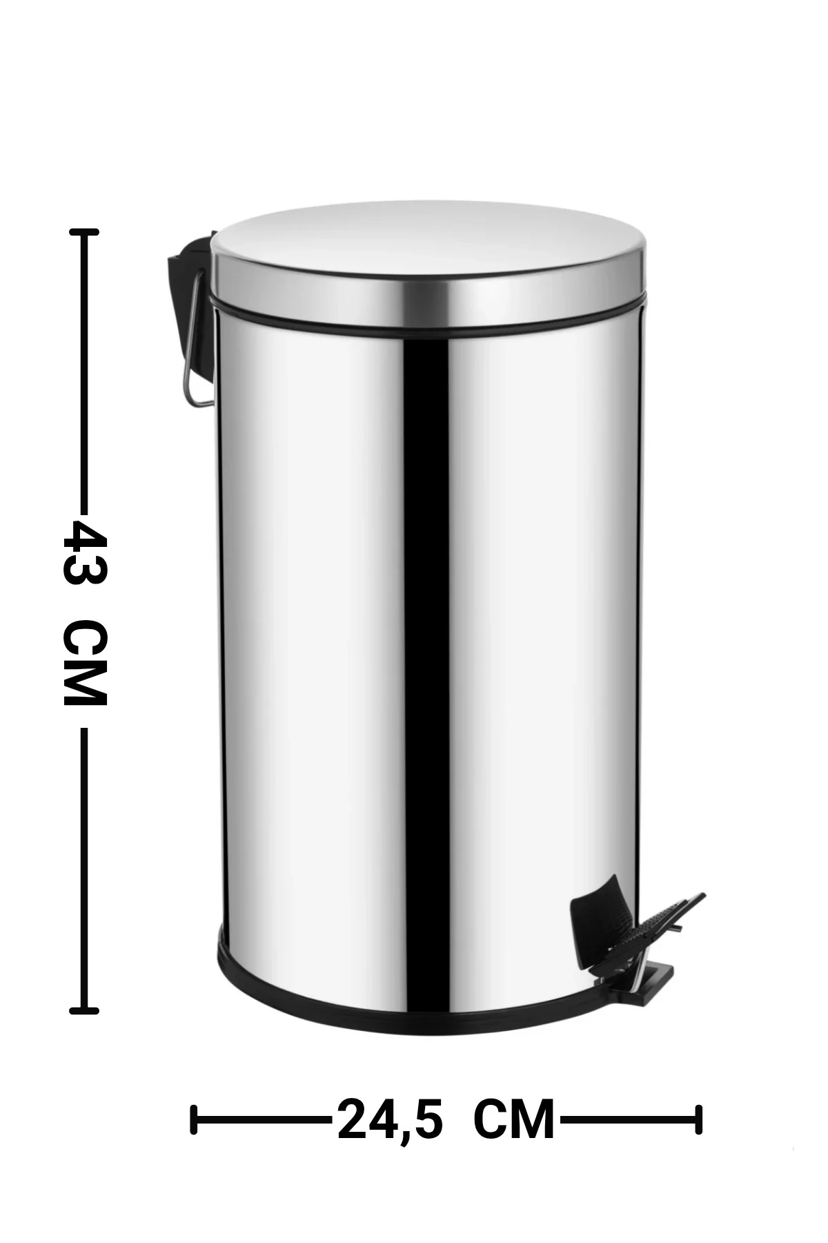 16 Litre Çöp Kovası Metal Paslanmaz Çelikli Pedal Çöp Kutusu Tuvalet Banyo Balkon Mutfak
