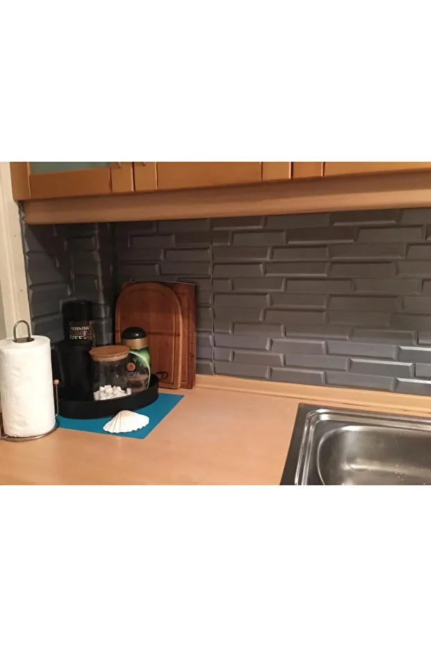 Tek Parça 70x500cm 1 Adet Gri Piramit Opak Model Yapışkanlı Ev Ofis Salon Duvar Paneli Kağıdı NW65