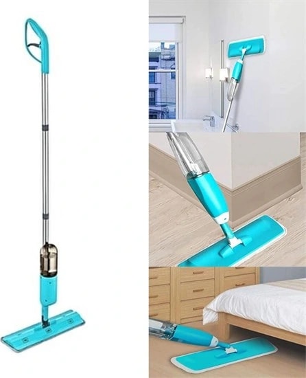 Döner Başlıklı Spreyli Mop Parke Ahşap Fayans Temizleyici Su Hazneli Sihirli Paspas (5047)