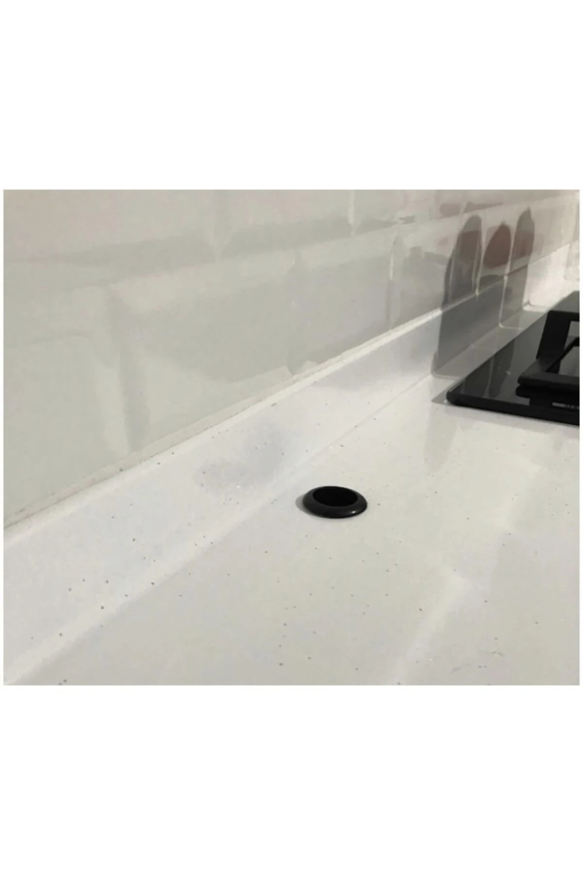 3 Adet Doğalgaz Flex Hortumu Için Mermer Üstü Delik Tıpası Tapası Yüzük Siyah