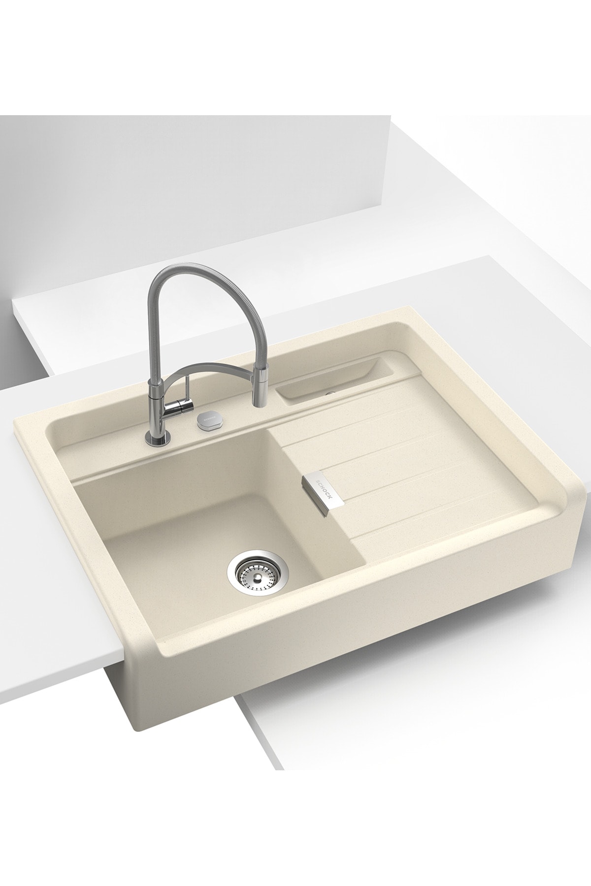 GRANDO M-100 Tezgah Üstü Granit Mutfak Evyesi Polaris / Beyaz