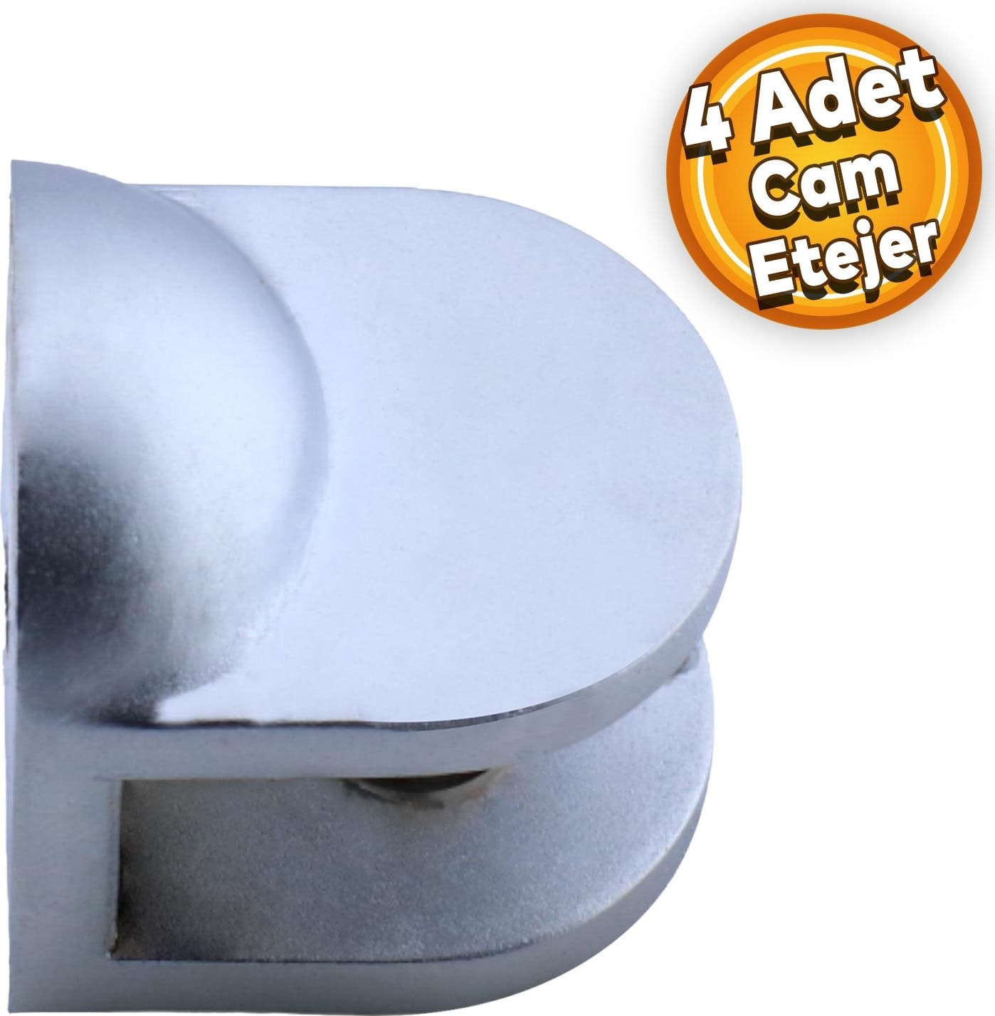 Cam Tutucu Ahşap Raf Tutucu Cam Etejeri Metal U Tipi Vidalı Mat Krom (4 Adet)