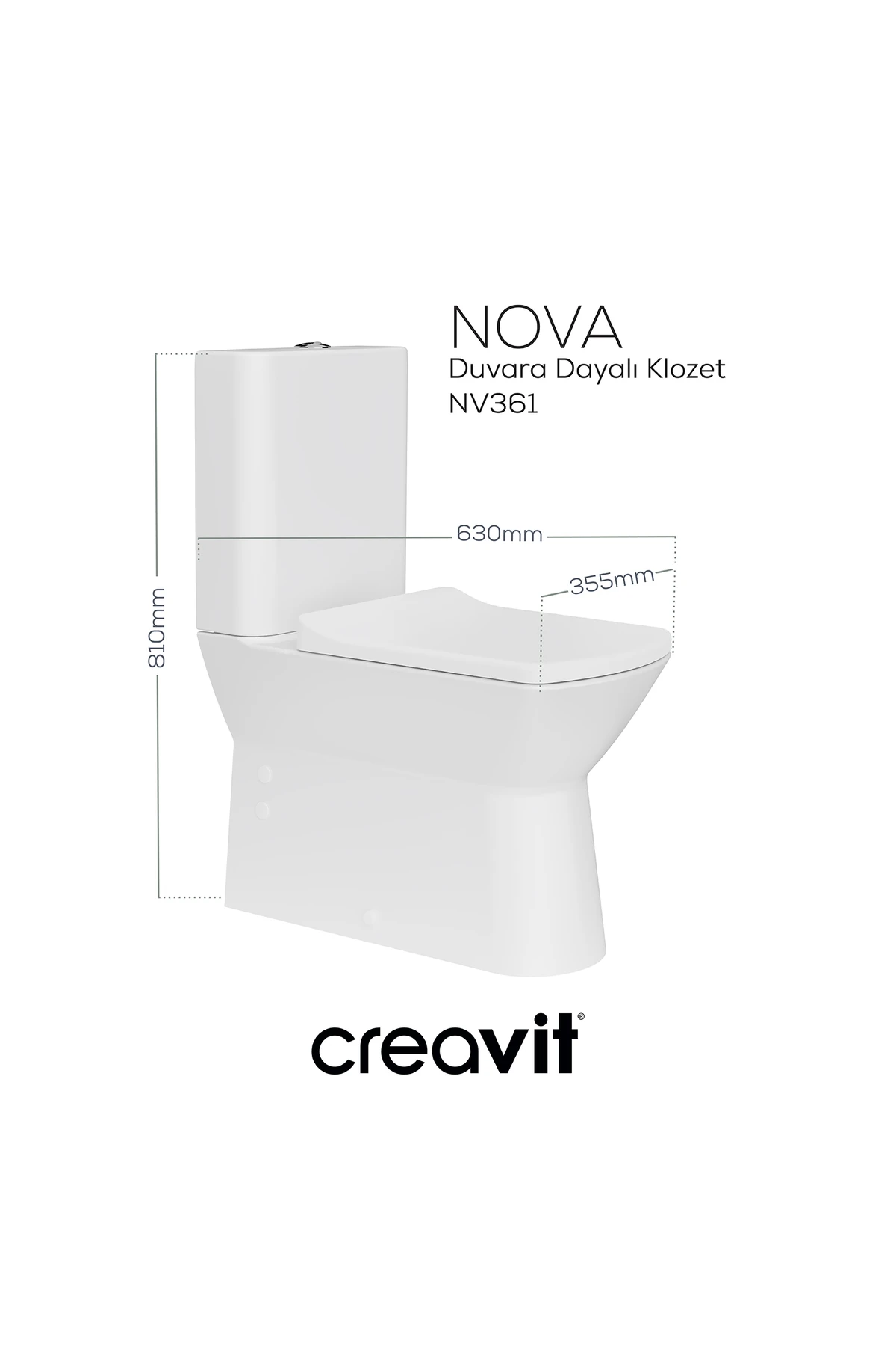 Nova Rim-Off Duroplast Yavaş Kapanan Klozet kapaklı Beyaz Set