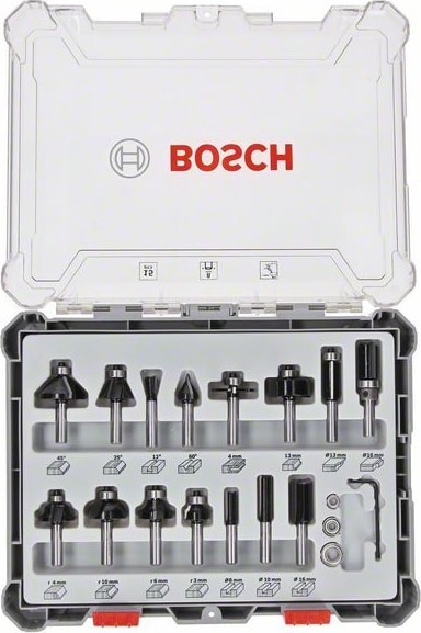 BOSCH Karışık Freze Ucu Seti Şaftlı Profesyonel 8 mm 15'li