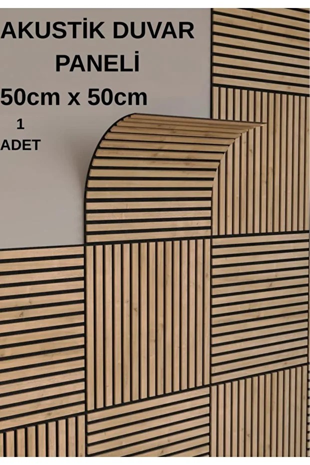 50x50cm 1 Adet Dekoratif Akustik Panel 3mm Keçe Ve 8mm Mdflam Duvar Çıtası Paneli Isı ve Ses Yalıtım