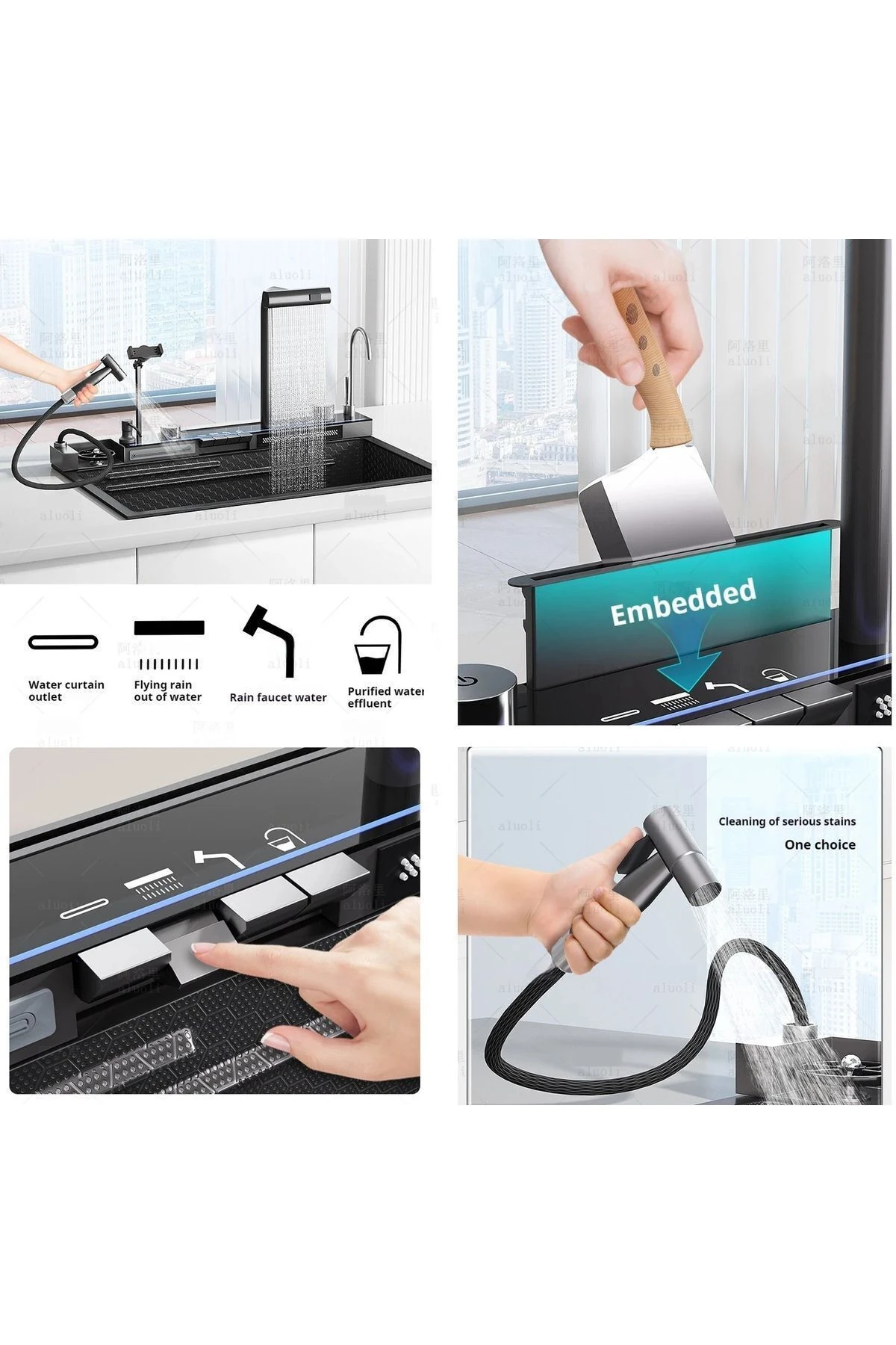 Dijital Akıllı Eviye Seti Ve Bataryası Antrasit 14 Fonksiyon Full Set Ithal 7 Yıl Garantili Patentli