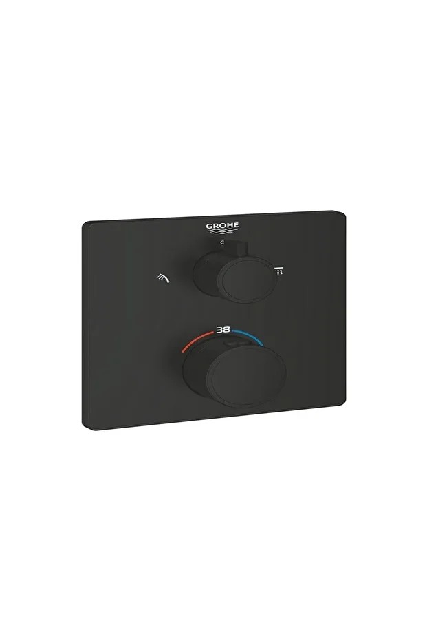 Grohtherm Termostatik Banyo/Duş Bataryası 2 Çıkışlı Divertörlü - 1022092430 Siyah