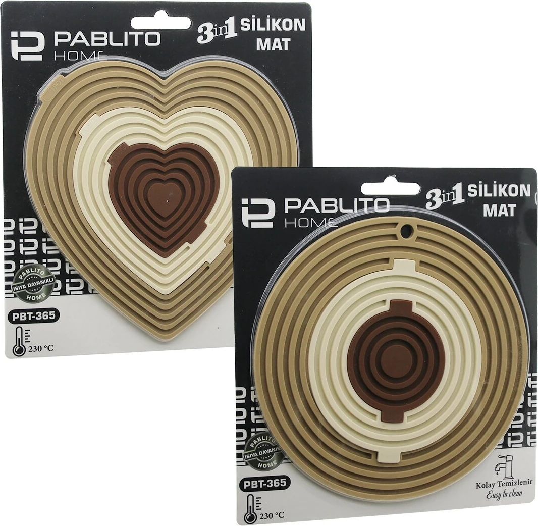 3in1 Bütün - Ayrı Kullan Silikon Mat- Nihale KALPLİ=7.5-13-19CMYUVARLAK=7-12.5-20CM (5263)