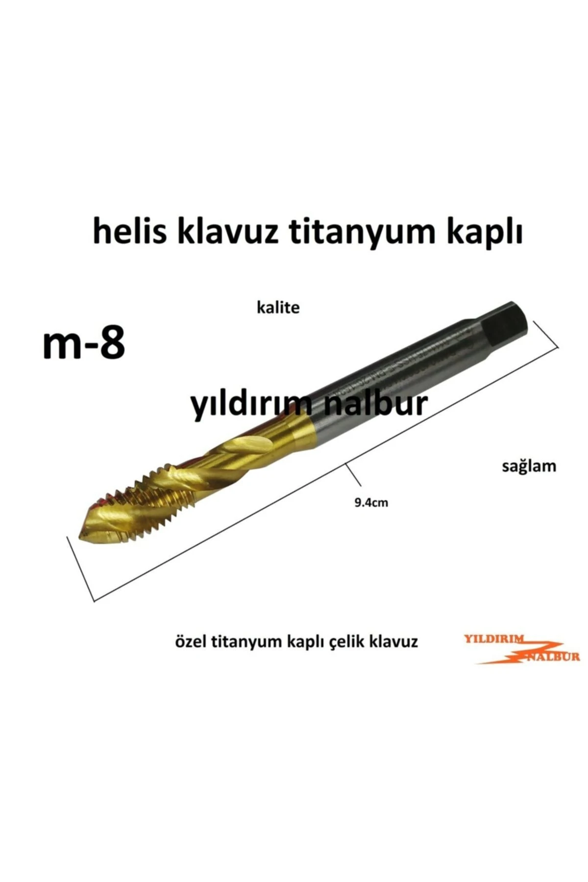 Helis Kılavuz M-8 Titanyum Kaplı Kalite Sağlam Diş Açma Kanal Açma Klavuz