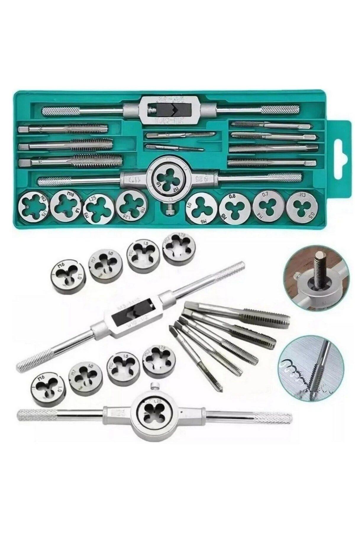 Kılavuz Pafta Takımı Metrik Seti 20 Parça Diş Ve Yiv Açma Kılavuz Seti Pafta Seti Klavuz Seti