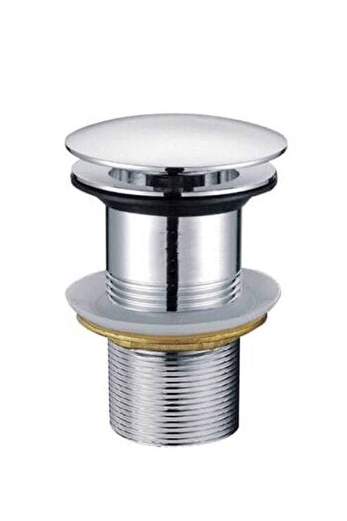 Paslanmaz Çelik Pop-up Komple Krom Sifon Başlığı Basmalı Krom Lavabo Tapası Basmalı
