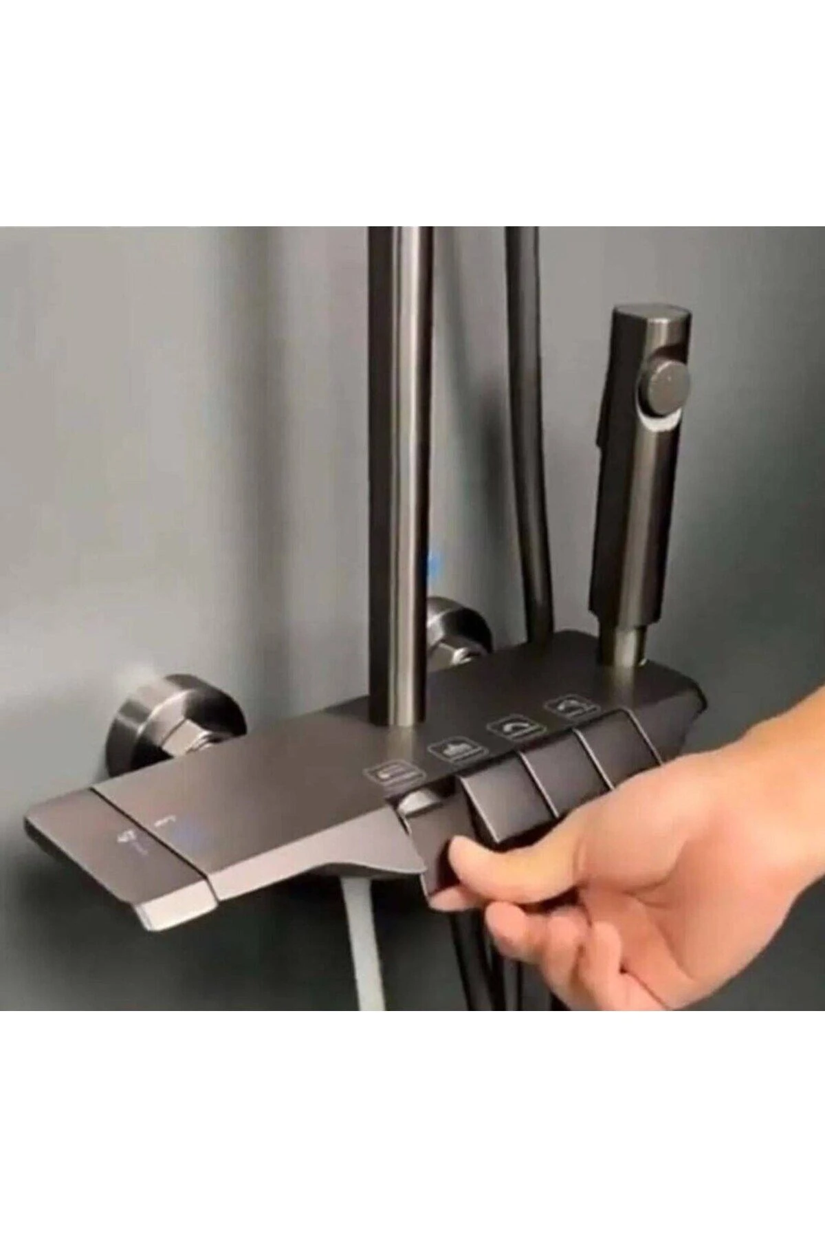 Piyano 5 Fonksiyonlu Kendinden Banyo Bataryalı Robot Duş Seti Şattaf Tepe Duşu Duş Set