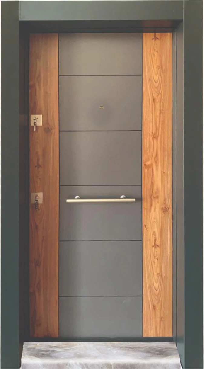 Çelik Kapı Tırnaklı Çelik Kapı Daire Kapısı Ahşap Desenli Çelik Kapı Sağ Açılım