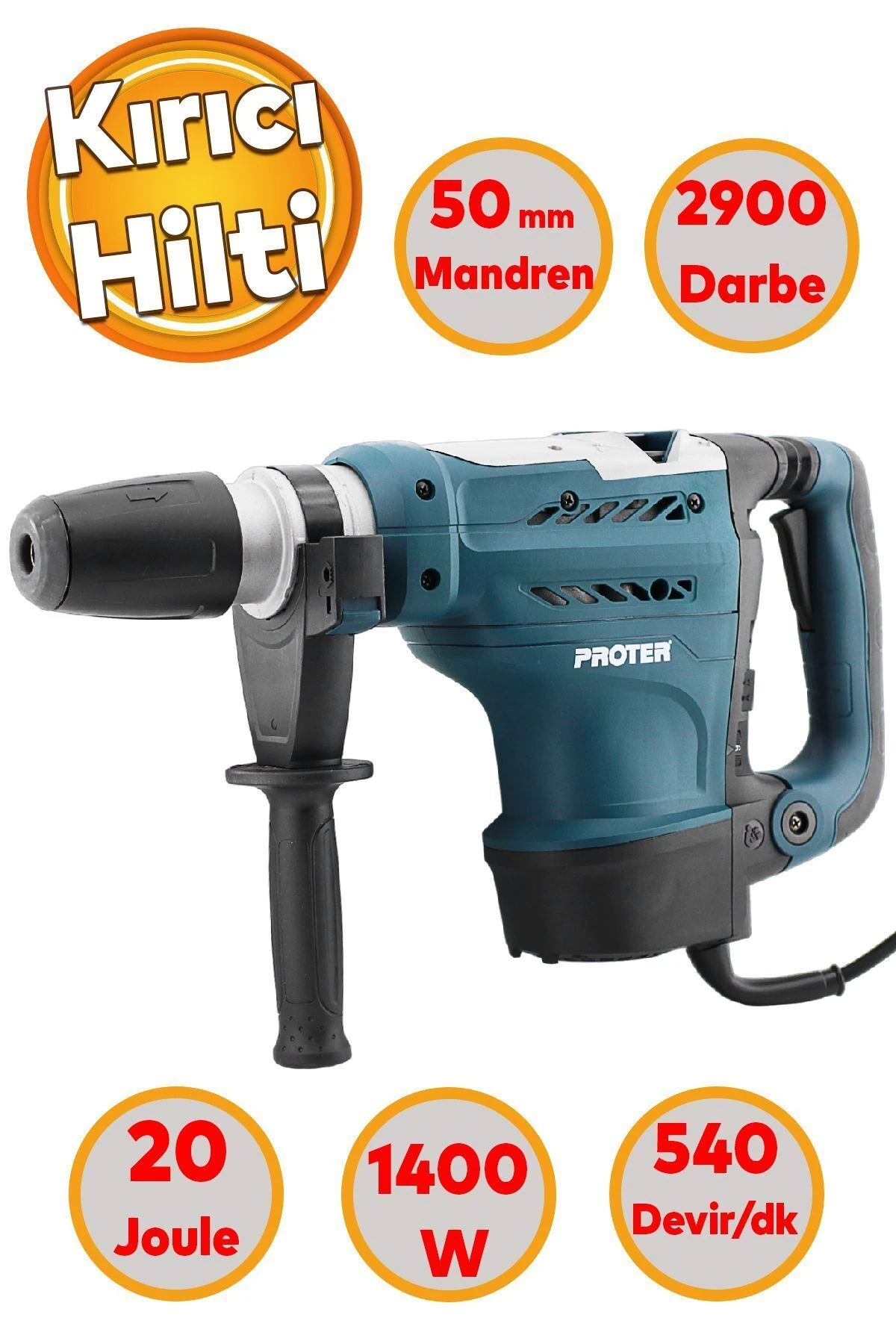 Kırıcı Delici Darbeli Matkap 1400 W  Metal Beton Elektropnömatik Delme Kırma Hilti 50 mm