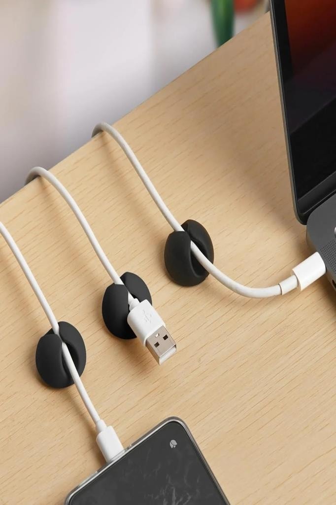 10 Adet Kablo Tutucu Klips Şarj USB Telefon Kablosu Sabitleyici Yapışkanlı Masa Araç Düzenleyici