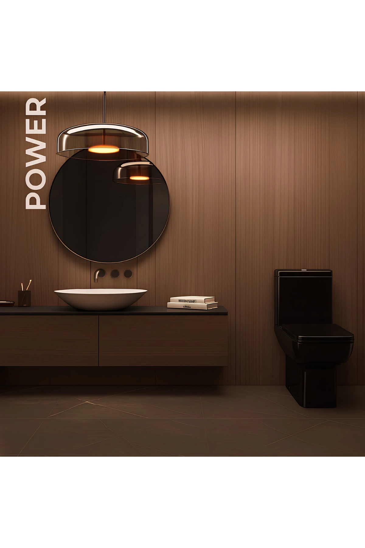 Power Siyah Duvara Sıfır Klozet Takım POW.K022B, Power Siyah Duroplast Yavaş Kapak