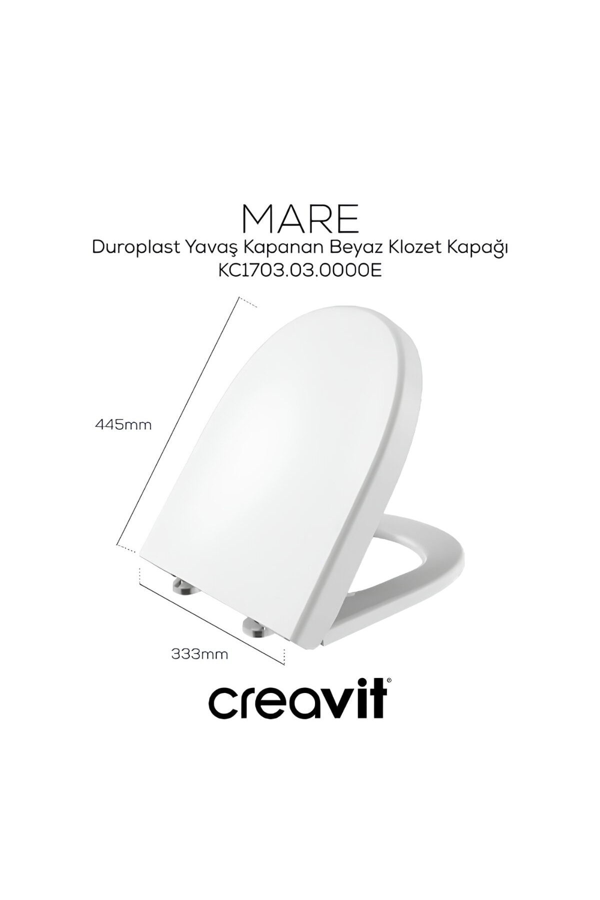 Mare Beyaz Kanalsız Duvara Sıfır Klozet Takımı MA361, Mare Duroplast Yavaş Kapak