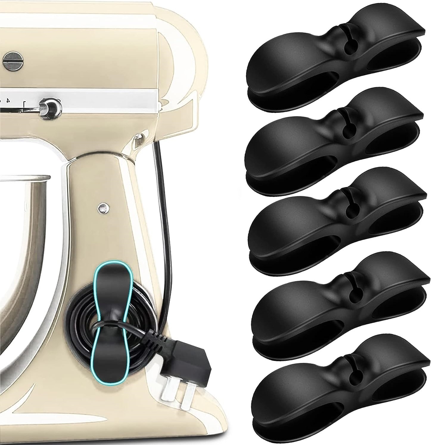 10 Adet Yapışkanlı Kablo Düzenleyici Airfriyer Mikser Kettle Fırın Şarj Pc Fiş Kablo Sarma Aparatı