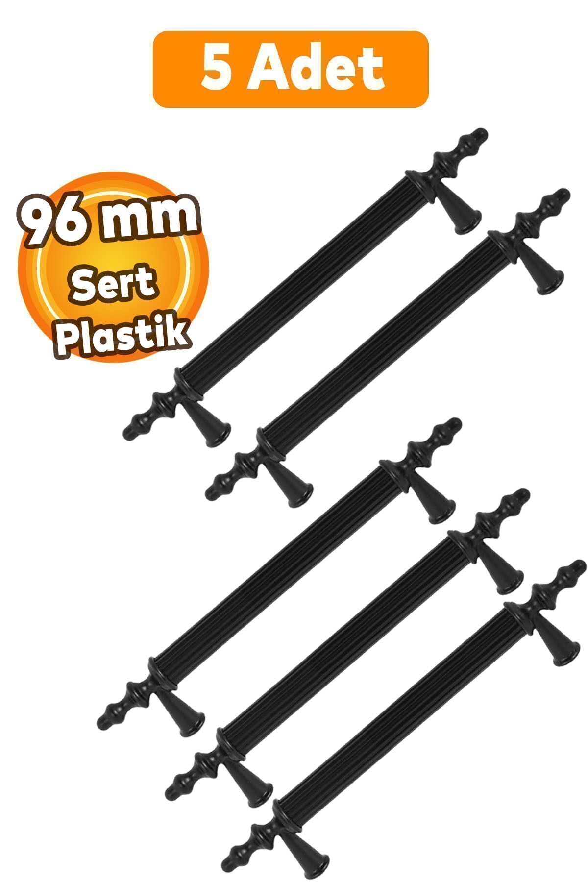 BADEM10 (SERT PLASTİK) Polavit 96 Mm Siyah Mobilya Mutfak Çekmece Dolap Dolabı Kulpu Kulbu Kulpları (5 ADET)