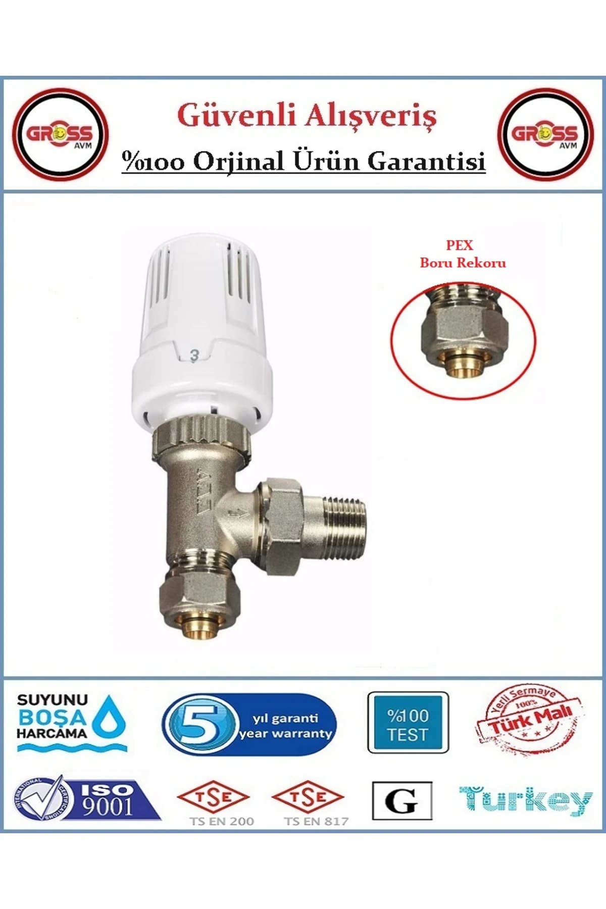 E.C.A Termostatik Pex-Al Köşe Radyatör Vanası - Orjinal Ürün - 5 Yıl Garanti