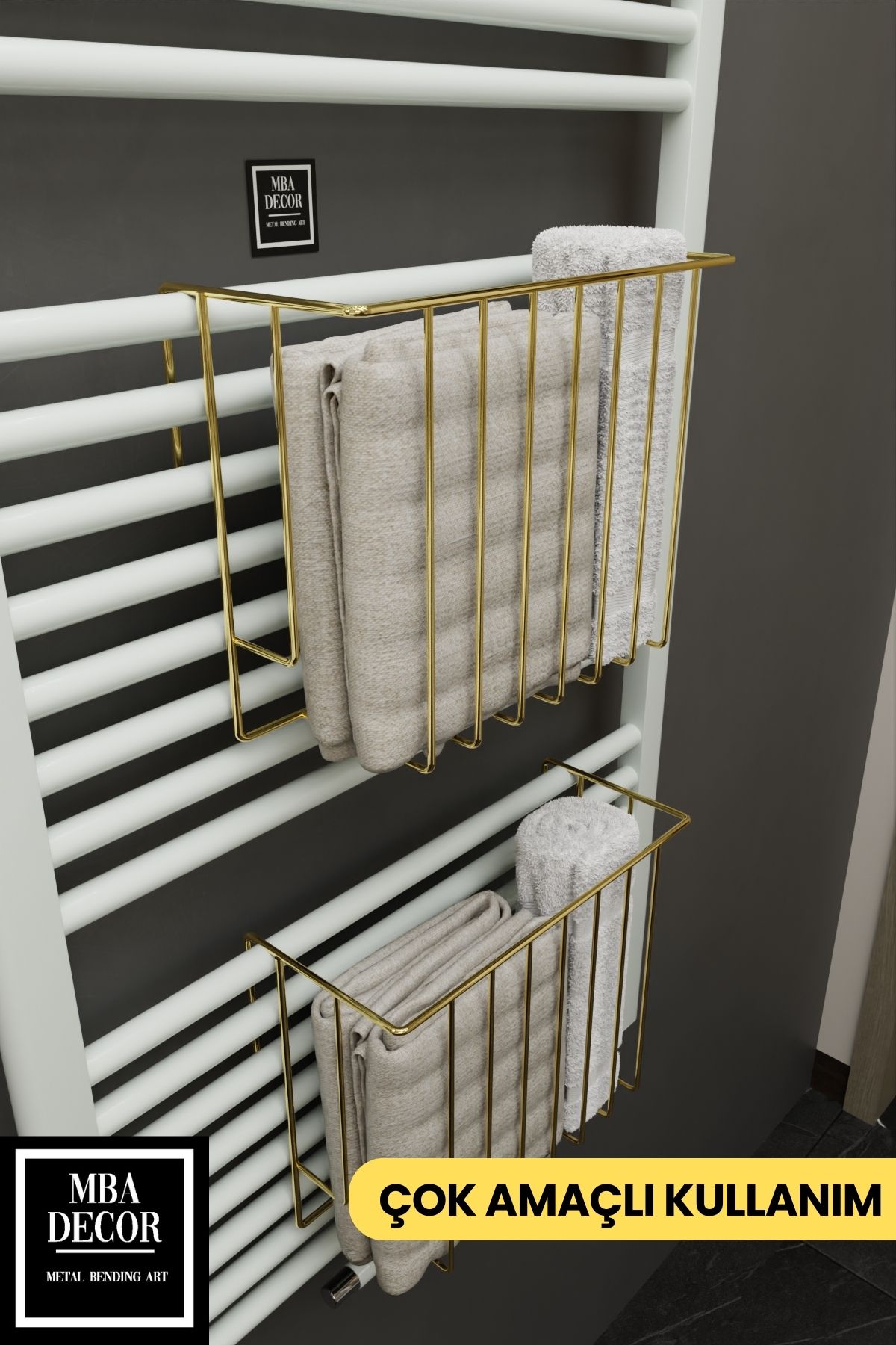 Gold Havlupan Düzenleyici Asılabilir Organizer Banyo Havluluk Tuvalet Kağıdı 30x28x10cm