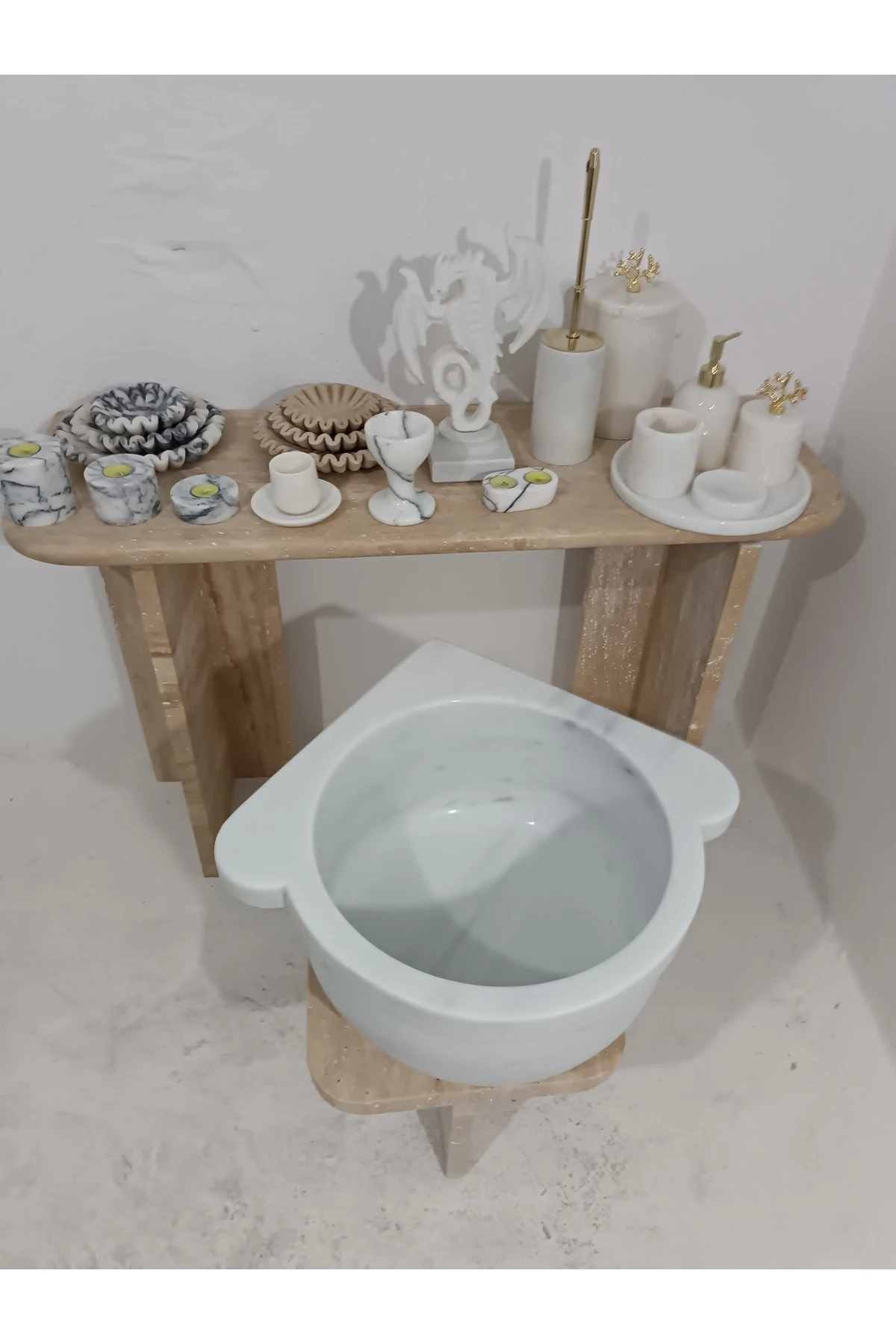 Mermer Kurna- Köşeli Kurna-hamam Kurnası-banyo Kurnası-ev Hediyesi-mermer Ev Aksesuarlar