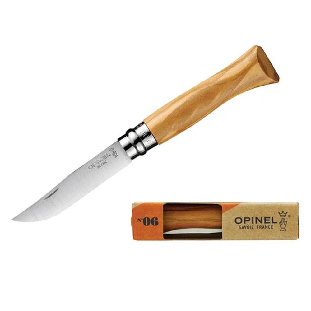 OP-002023-Opinel Inox No 6 Zeytin Ahşap Saplı Paslanmaz Çelik Çakı