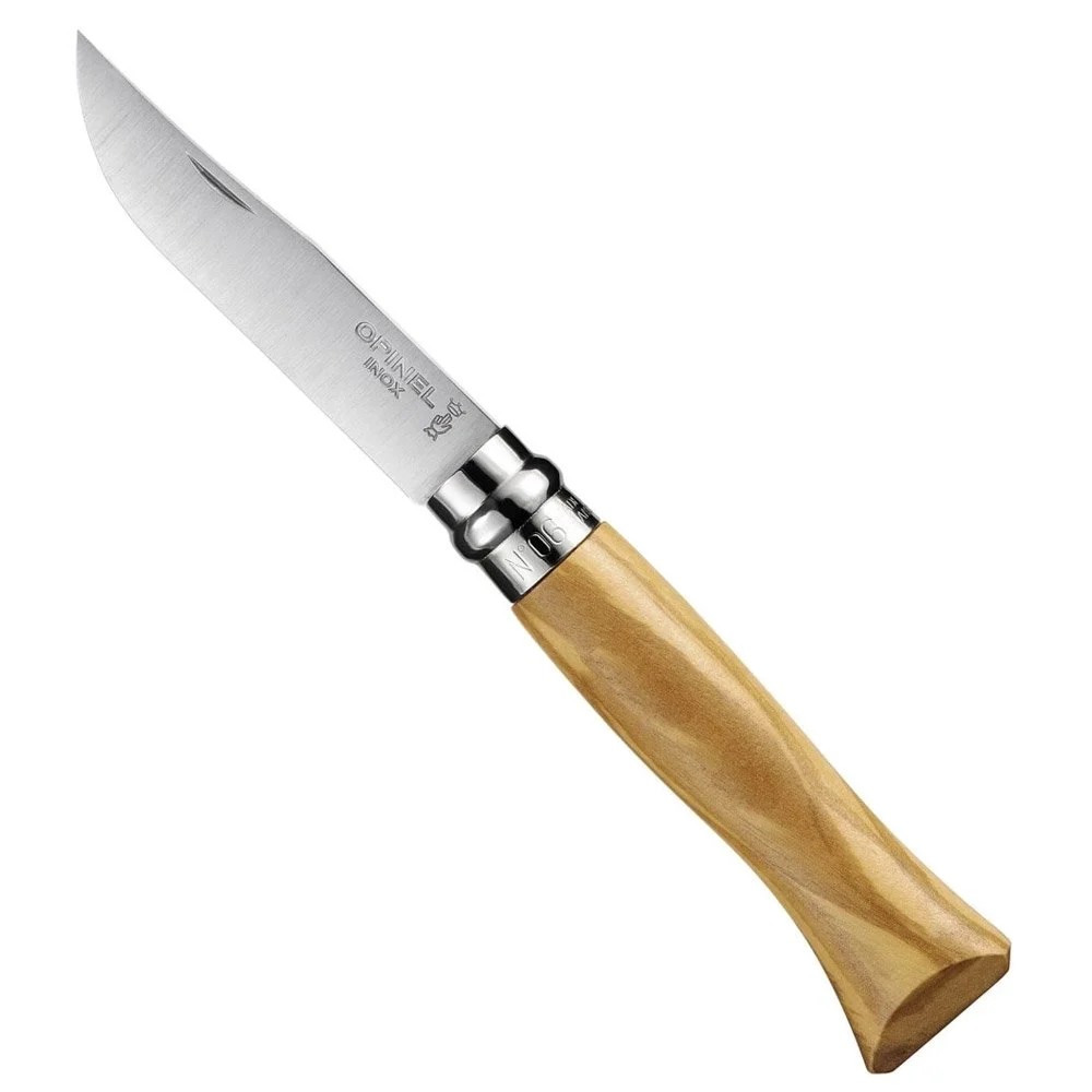 OP-002023-Opinel Inox No 6 Zeytin Ahşap Saplı Paslanmaz Çelik Çakı